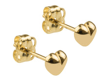 Load image into Gallery viewer, 9ct Gold Heart Earrings Plain Heart Stud Earrings New 9ct Yellow Gold Love Heart
