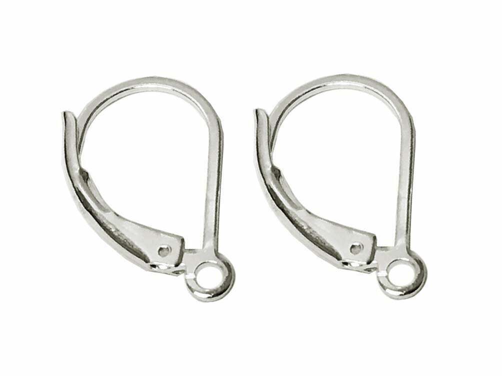 9ct White Gold Continental Earring Safety Wire Lever Back Earring Hook 1 x Pair