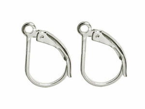 9ct White Gold Continental Earring Safety Wire Lever Back Earring Hook 1 x Pair