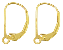 Load image into Gallery viewer, 9ct Gold Continental Earring Safety Wire - Lever Back Earring Hooks 1 x Pair
