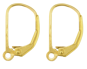 9ct Gold Continental Earring Safety Wire - Lever Back Earring Hooks 1 x Pair