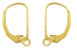 9ct Gold Continental Earring Safety Wire - Lever Back Earring Hooks 1 x Pair