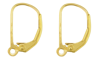 9ct Gold Continental Earring Safety Wire - Lever Back Earring Hooks 1 x Pair