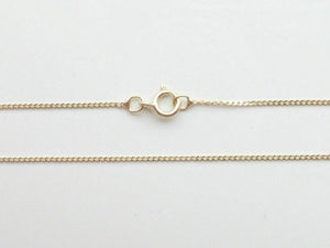 9ct Gold Diamond Cut Curb Chain 0.5mm  16"/40cm Gold Necklace 9ct Yellow Gold