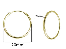 Load image into Gallery viewer, 20mm Gold Hoop Earrings 14ct Gold Bonded Hoop Earrings 14ct Gold x SINGLE
